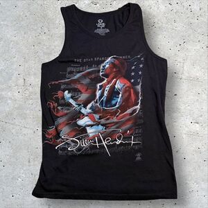 Vtg 2003 Liquid Blue Jimi Hendrix Star Spangled Banner Tank Top Black Size M